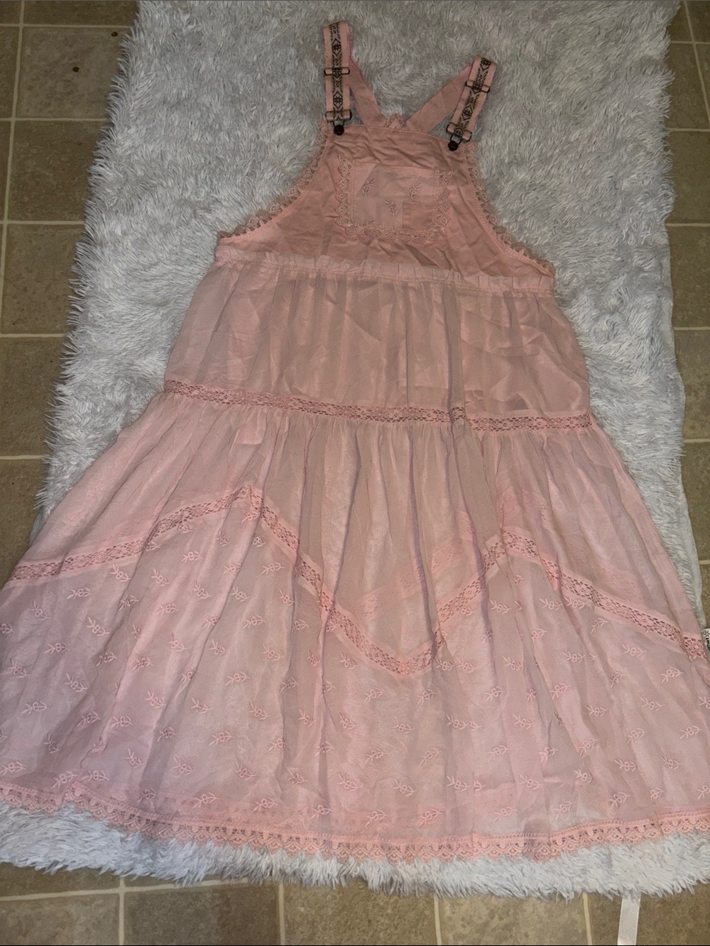 Pink Lace-Trim Maxi Dress - Women - Picture 5 of 8